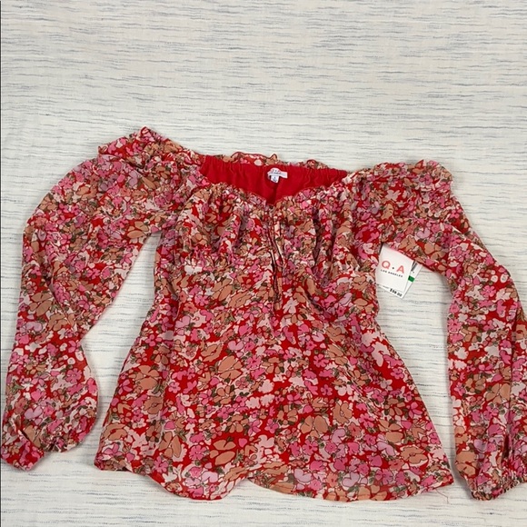 Q&A Floral Print Off The Shoulder Top Sunset Bloom - Picture 3 of 6